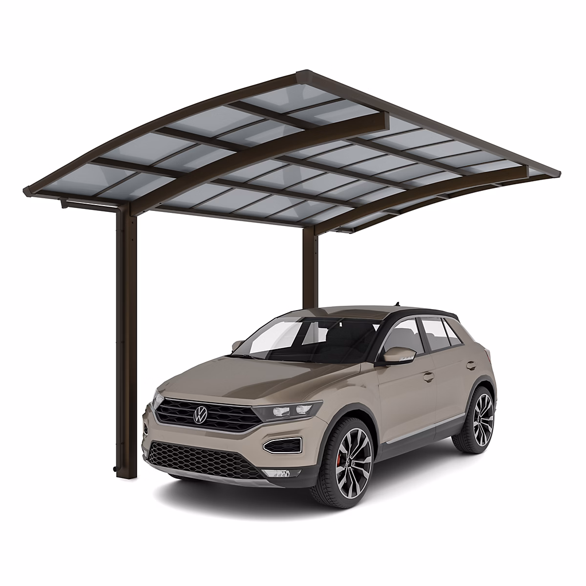 Carport PORTOFORTE rallongé Type 60 (charge toiture 75kg/m²) Anodisé Bronze Mat – XIMAX