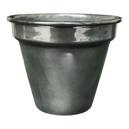 Pot conique en métal recyclé coloris gris océan vif Upcycle Conique - Ø 16 x H 14 cm