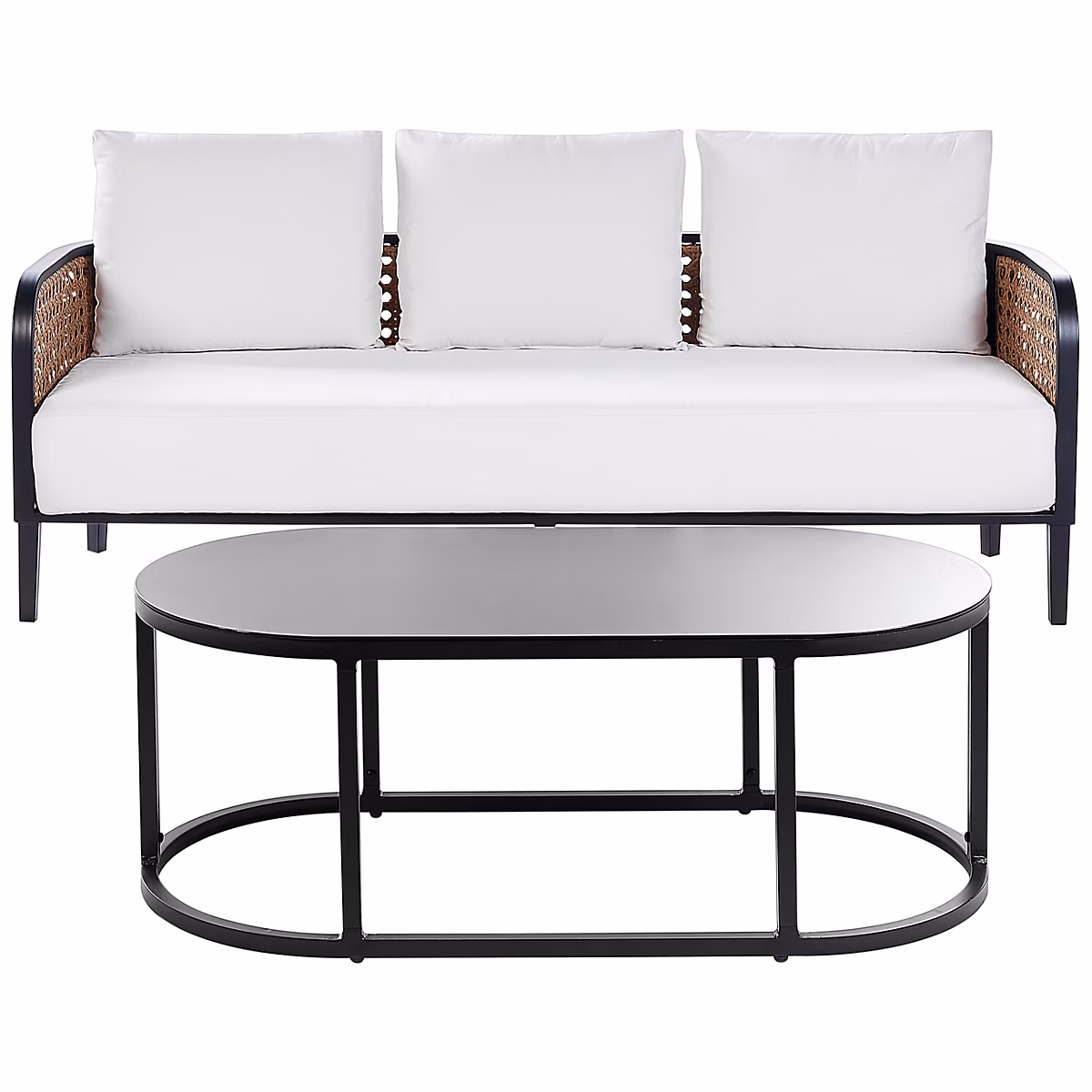 Salon et mobilier de jardin – Ensemble de salon de jardin avec table 3 places MONTEFALCO Métal Blanc