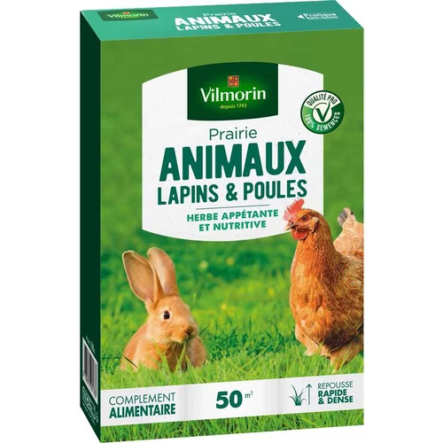 Graines de gazon à semer prairie pour lapins et poules Vilmorin - 500 g