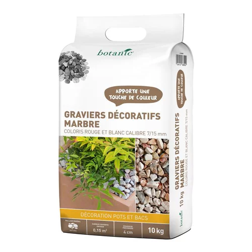 Graviers décoratifs de marbre blanc rouge 7 à 15 mm en sac de 10 kg