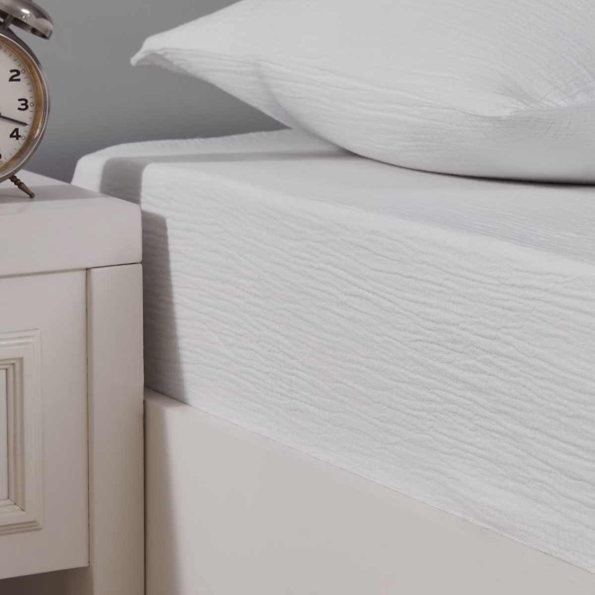 Drap housse en gaze de coton bonnet 30 cm Blanc 80 × 200 cm LOFT