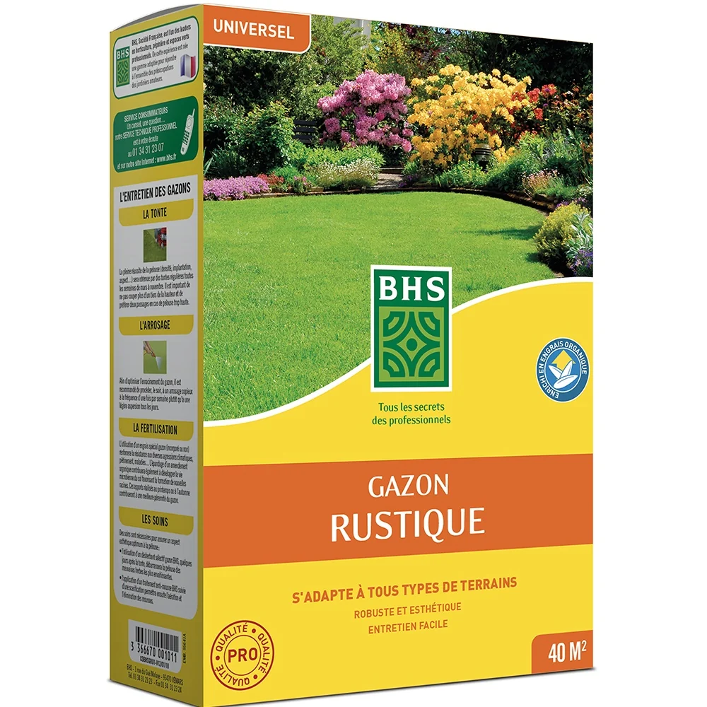 Gazon rustique et engrais- 1 kg, 40m² BHS
