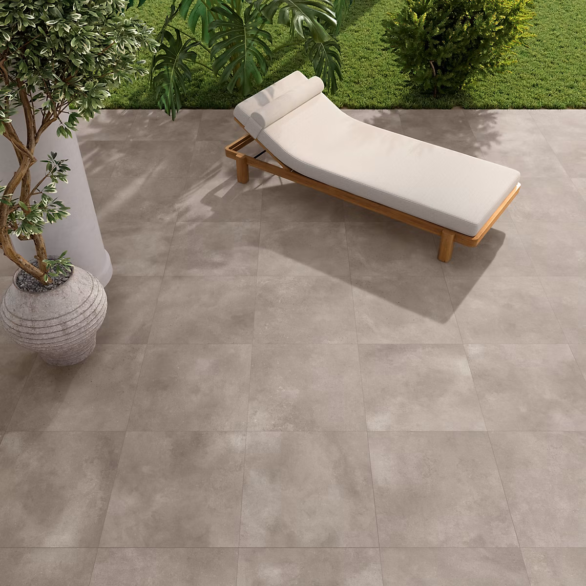 Carrelage sol et mur – Carrelage sol extérieur en grès cérame émaillé effet béton taupe l.60 x L.60 x ép.0.95 cm Rohe