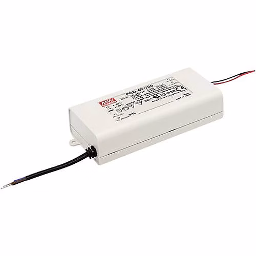 Driver LED MEAN WELL PCD | 40 – 500B – alimentation à découpage 40 W – 500 mA – 45 – 80 V DC – entrée 180 – 295 V AC