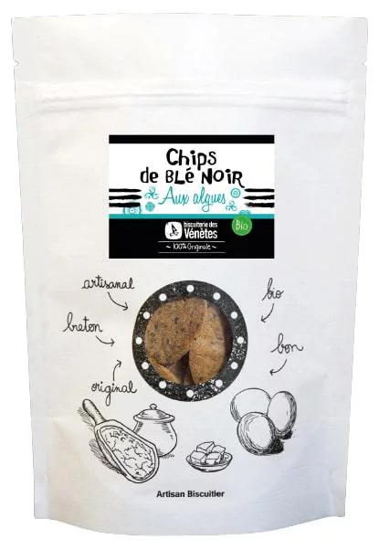 Chips blé noir aux algues bio Biscuiterie Venetes - 100 g