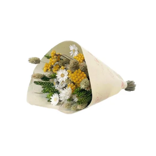 Bouquet de fleurs séchées Lovely coloris vert jaune - H 50 cm