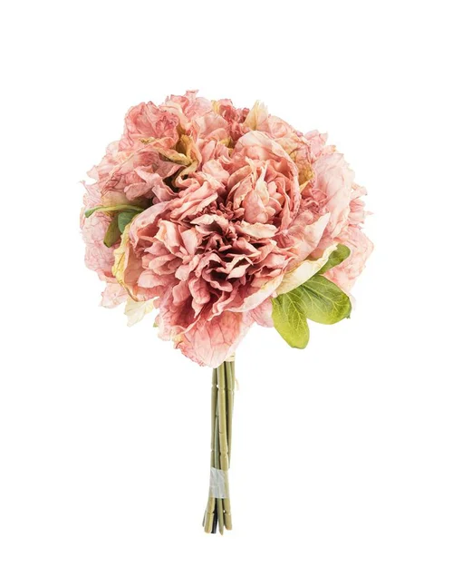 Fleur artificielle en papier bouquet de pivoine coloris rose - H 30 cm