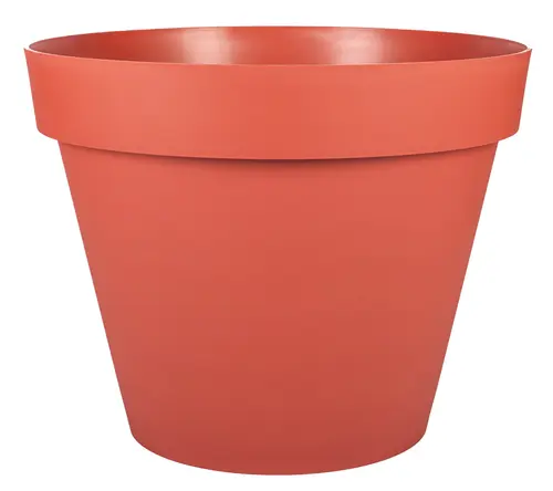Pot rond en plastique coloris terre battue EDA Toscane - Ø 40 x H 32 cm