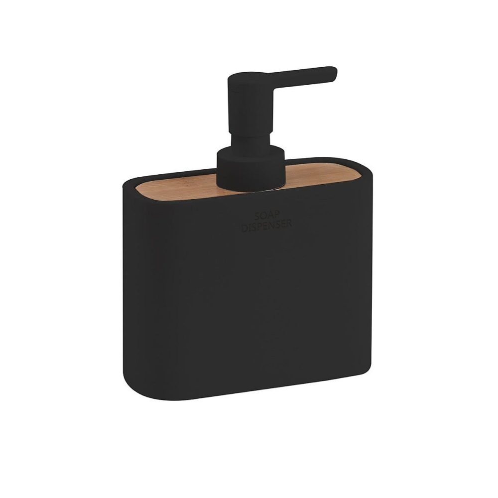 Alisso Distributeur De Savon 300 Ml Résine Noire Et Bambou – Réf. YEFLUETUZ0621184789