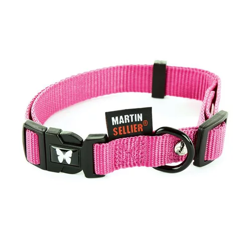 Collier réglable en nylon rose pour chien - 2,5x45/65 cm