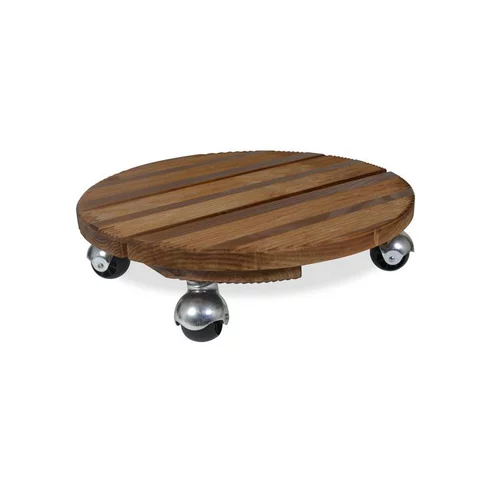 Roule plante en bois modèle petit rond marron Ø 37 cm
