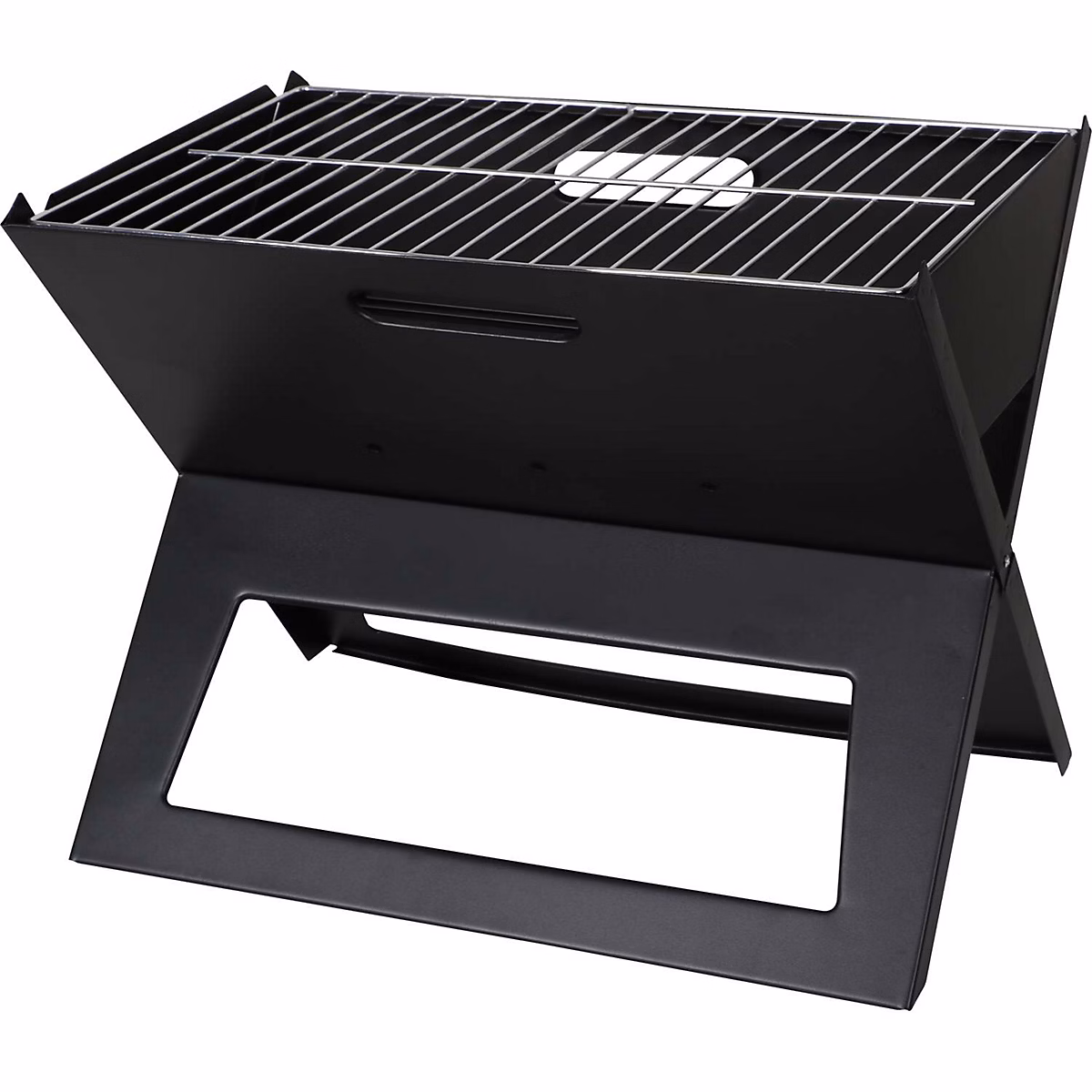 Barbecue à charbon pliable et transportable en inox Noir – L. 44.5 x l. 30.5 x H. 35 cm