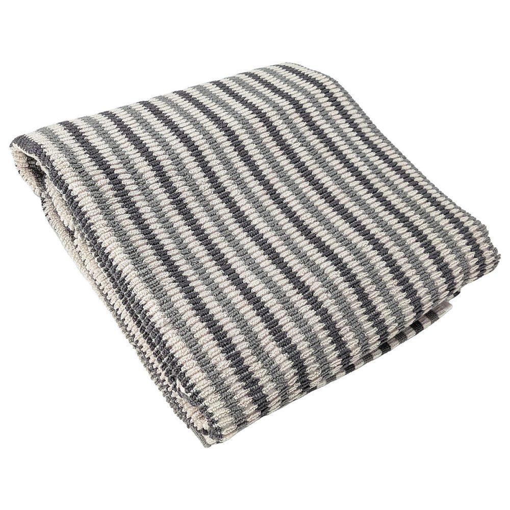 Drap de douche à rayures pur coton 70 × 140 cm collection BREEZE gris