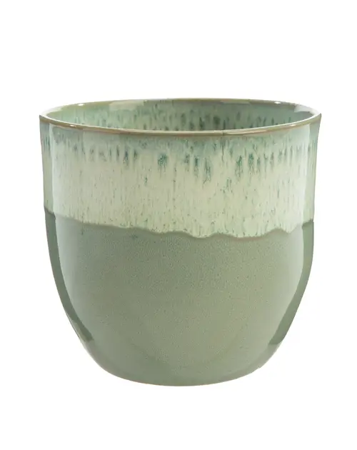 Cache-pot en céramique vert Basalt - Ø 21,7 x H 19,5 cm