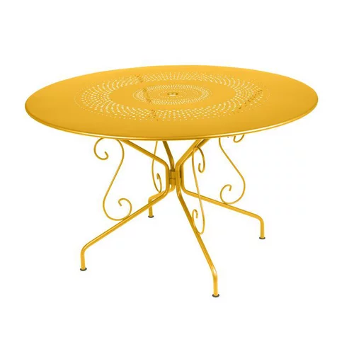Table coloris jaune en acier Fermob Montmartre - Ø 117 cm