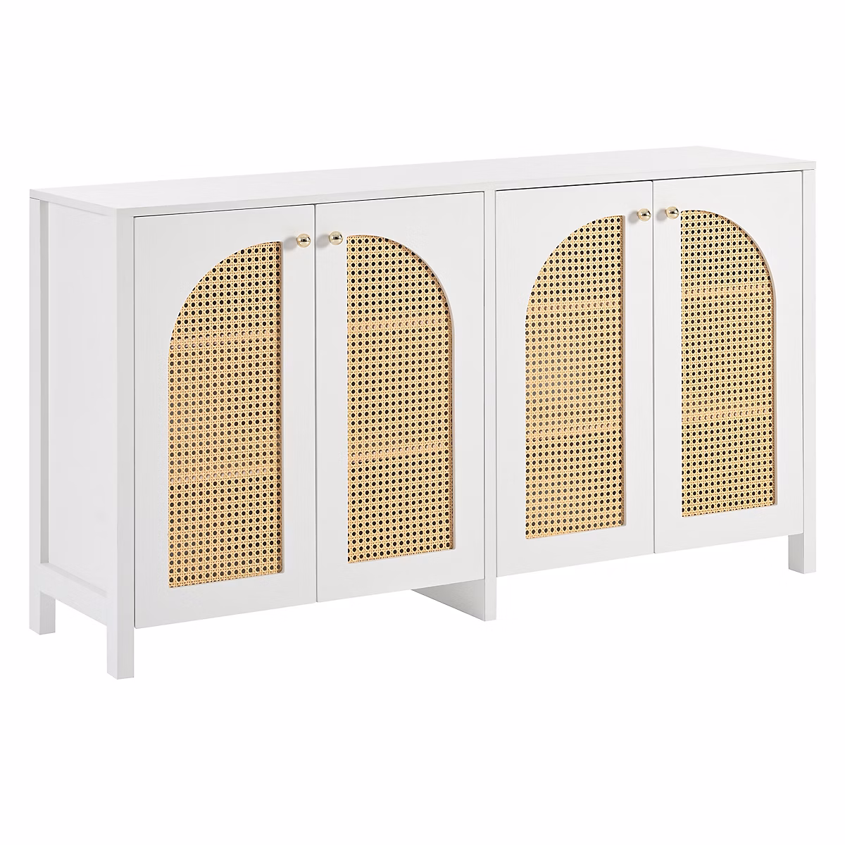 Buffet élégant blanc en rotin 4 portes – Réf. DWKPNXETO7578207004