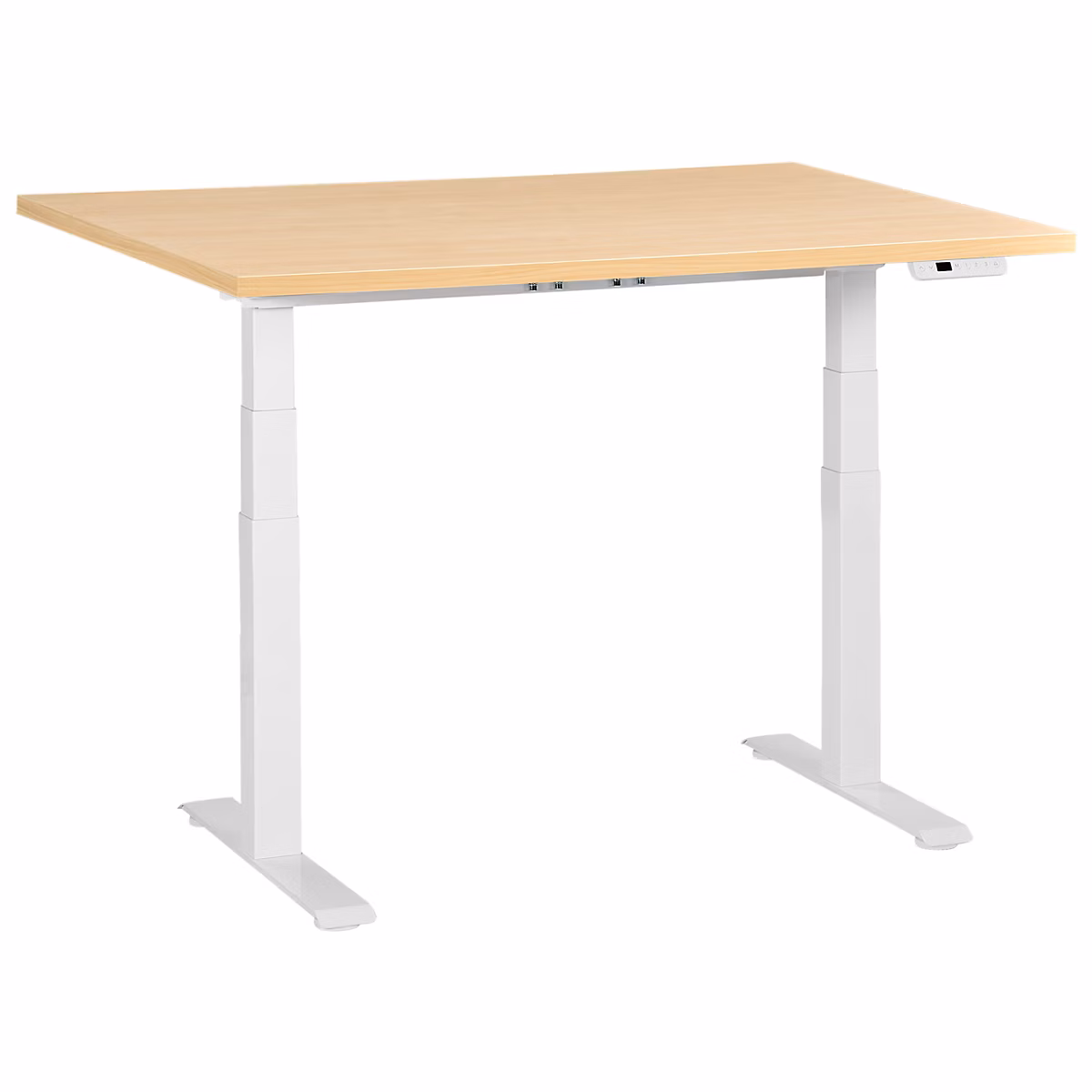 Aménagement bureau – Bureau réglable en hauteur électriquement DESTINES 120 cm 72 cm Marron clair/blanc