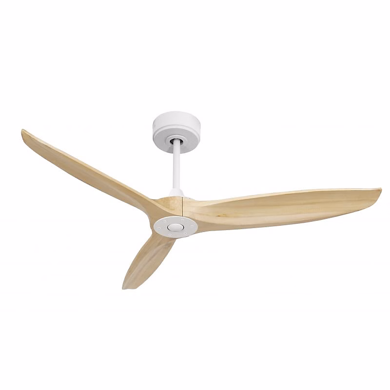 Bolt blanc – Ventilateur déstratificateur d'air, pales bois massif clair 132 Cm, moteur blanc sans lumière .