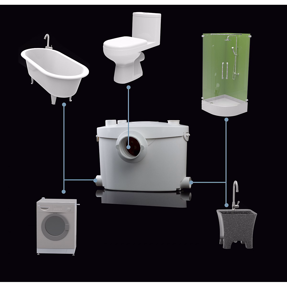 Broyeur wc adaptable silencieux 550 watts | Broyeur sanitaire BSF – 550 – UP salle de bain WC – Trappe de maintenance rapide – marque BSF