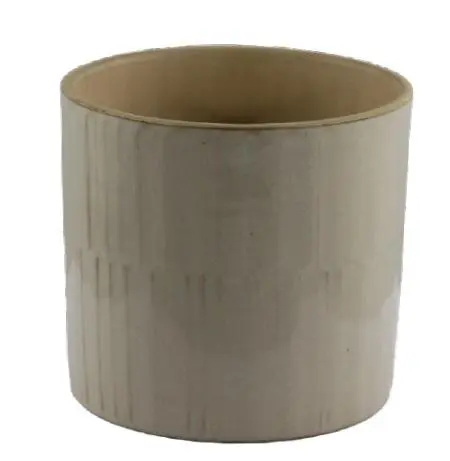 Cache-pot coloris beige en céramique - Ø 16 x 15,2 cm