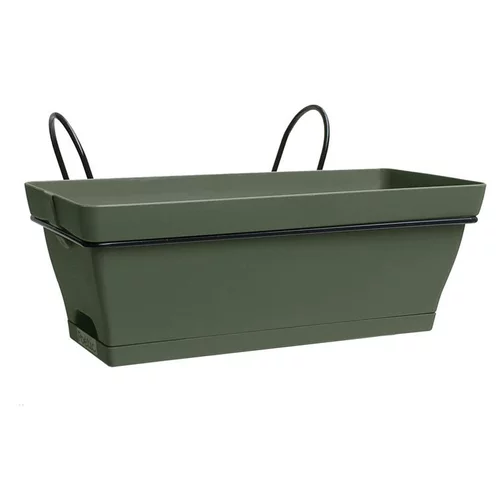 Jardinière kaki avec soucoupe clipsée et support Poetic Babyroméo - 28 x 16 x 10 cm