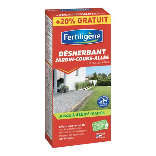 Désherbant concentré jardin pour cours et allées Fertiligène - 800 ml (+20% gratuit)