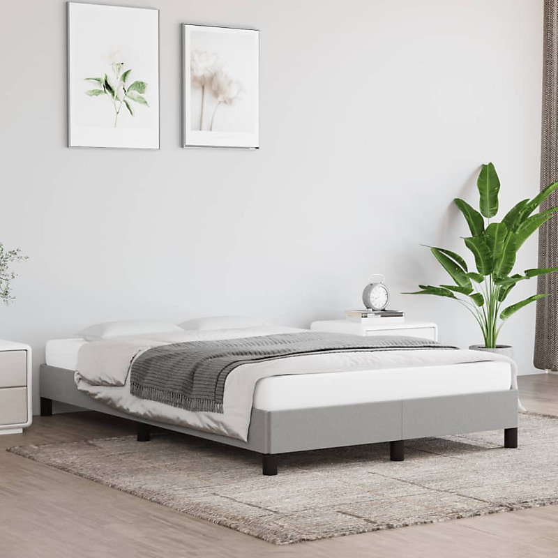 Cadre de lit sans matelas gris clair 120 × 190 cm tissu