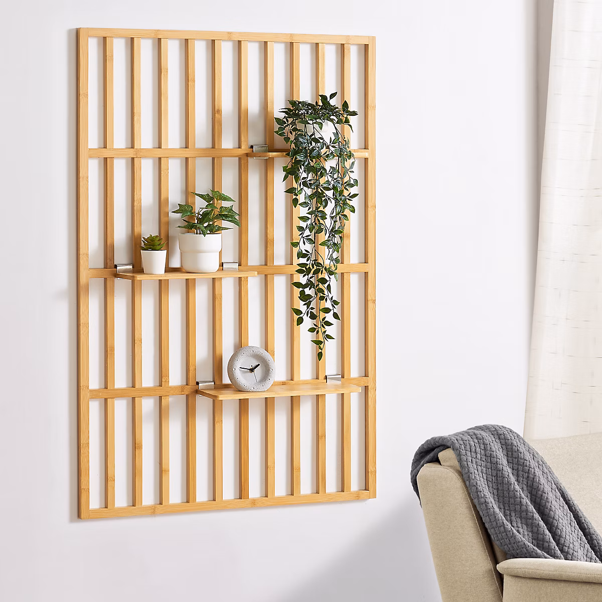 Étagère murale Roest bambou 120 × 80 × 13 cm naturel en.casa