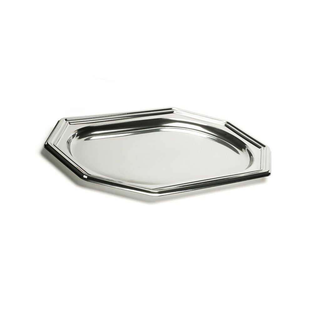 50 Plateaux de Présentation Octogonaux Argent 55 × 37 cm Robustes et Élégants en PET – D | Work