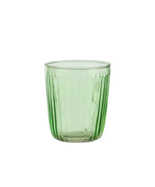 Gobelet décor côtelé coloris vert en verre - 9 x 8 cm