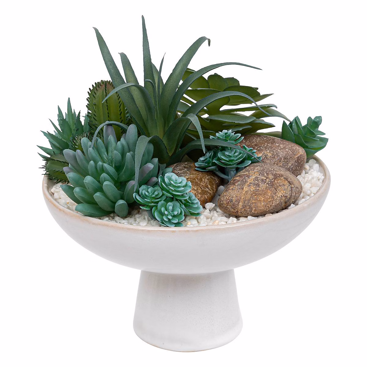 Composition plantes grasses artificielles H20cm blanc – Atmosphera Créateur d'intérieur