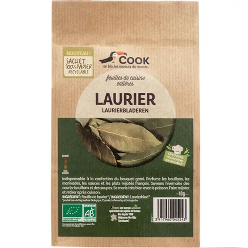 Laurier en feuilles bio en sachet kraft Cook - 10 g