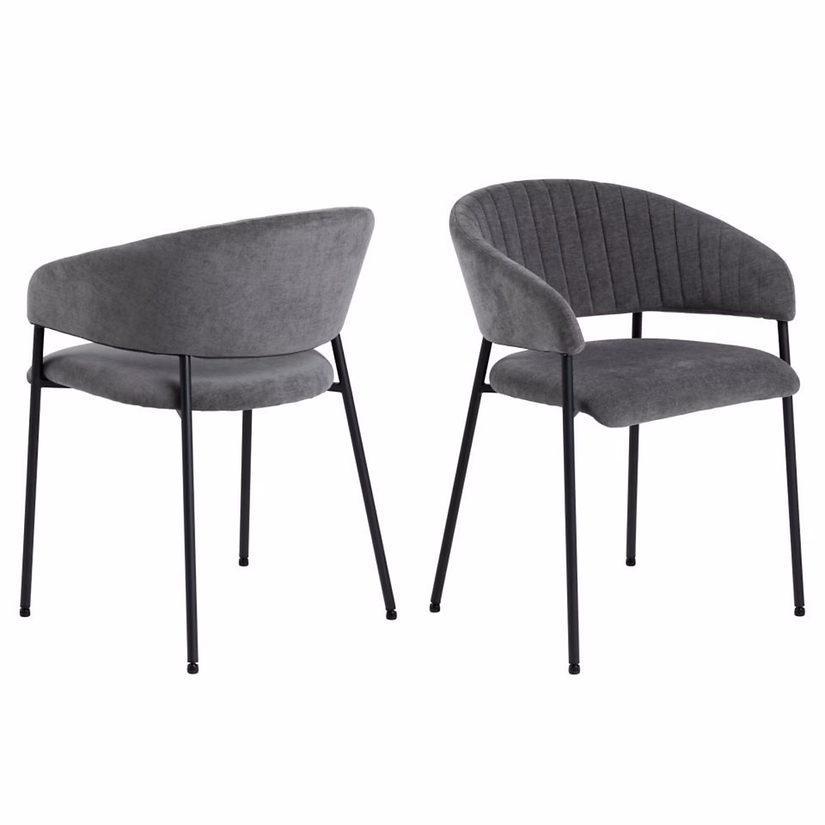 Chaise scandinave en tissu et pieds en métal noir (lot de 2) Gris – ZOLA