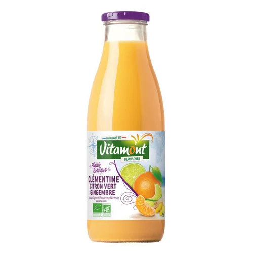 Cocktail de jus de clémentine, citron vert gingembre en bouteille Vitamont - 75 cl
