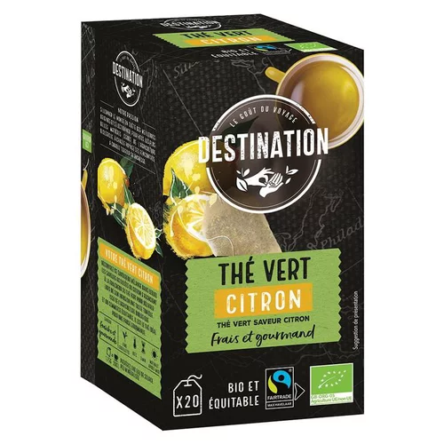 Thé vert citron équitable 20 sachets bio Destination - 35 g