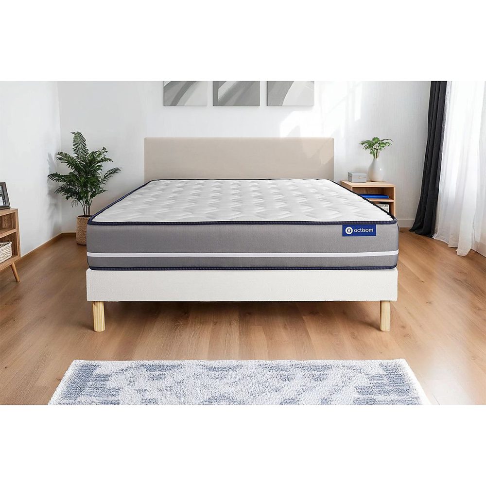 Ensemble – Matelas Mémoire de forme 20cm d'épaisseur | 3 zones de confort | Confort ferme | Sommier tapissier en kit