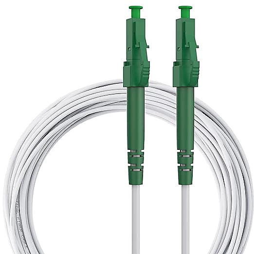 Elfcam – Câble Fibre Optique LC/APC à LC/APC, 1m (Blanc), Jarretière Optique Simplex Monomode 9/125um LSZH