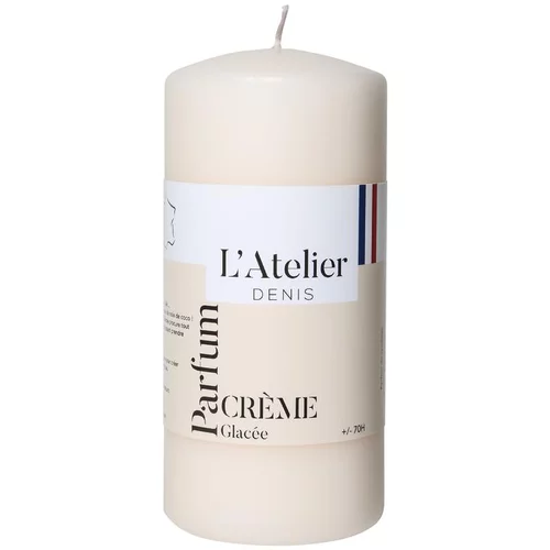 Bougie cylindrique taille L ivoire parfum crème glacée L’Atelier de Denis - Ø 6,8 x H 14.5 cm