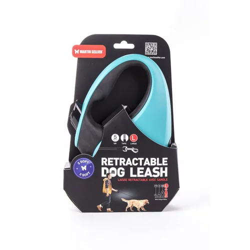 Laisse sangle avec enrouleur Instinct turquoise 5 mètres