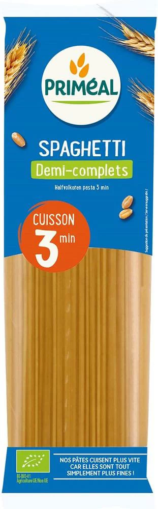 Spaghetti demi complet bio cuisson rapide en sachet de 500 g