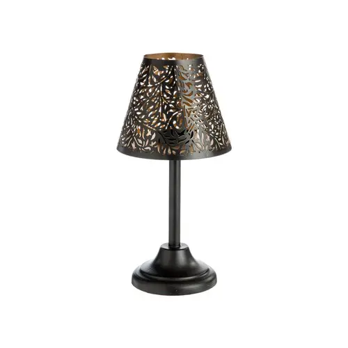 Photophore lampe en métal noir et or - Ø 12 x H 24 cm