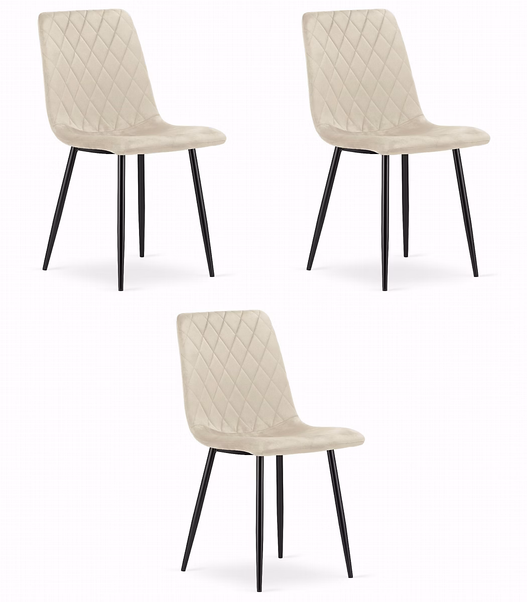 Chaise Valora TURIN en velours beige – design ergonomique x3