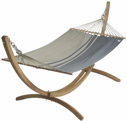 Set support et hamac EsKapade coloris anthracite taupe en bois et polypropylène Jobek Hamacs - 323 x 125 x 128 cm