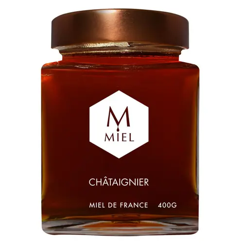 Miel de châtaignier dans un pot en verre Hexagone - 400 g