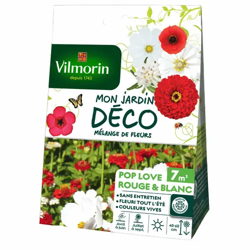 Mélange de fleurs Pop Love rouge & blanc Vilmorin - graines à semer pour 7 m² de surface