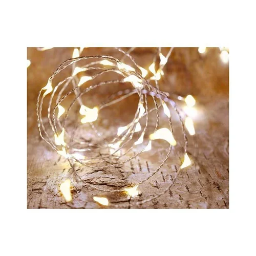 Guirlande solaire batterie remplaçable micro 50 LED coloris blanc chaud Blachere - 5 m