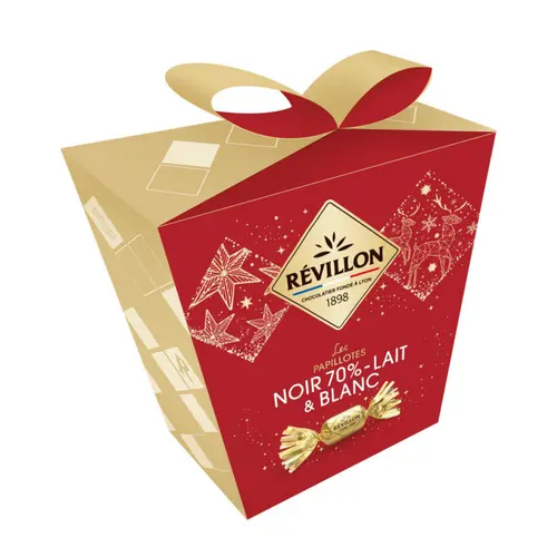 Pochette papillotes chocolat noir 70 %, chocolat au lait et chocolat blanc Révillon - 300 g