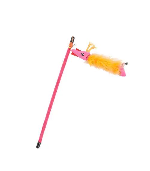 Canne à pêche jouet pour chat Crevettes et hippocampes 40 cm