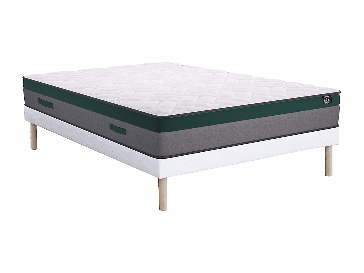 Ensemble 140 × 190 cm sommier + matelas ressorts ensachés ép.22cm – PRESTIGE de YSMÉE